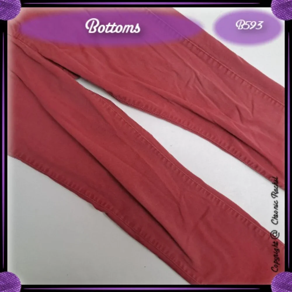 Red Straight-Leg Adjustable-Waist Bottoms